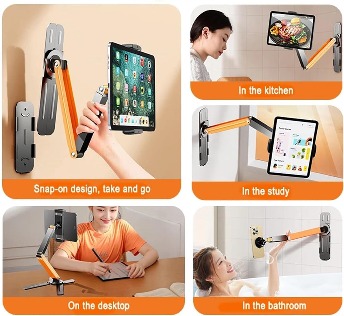 Magnetic Wall-Mounted Phone Holder, Magnetic Desktop Phone Holder Stand Clip, Magnet Stand for iPhone and Android compatible with Alloy Base (White Clip Holder)