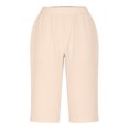 thumbnail image 6 of Lenpel Capri Pants for Women Elastic High Waisted Knee Length Wide Leg Pants with Pockets Summer Casual Cropped Trousers, 6 of 7