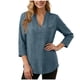thumbnail image 1 of Tops de Manga Larga de las Mujeres Casual Color Sólido V Cuello Tres Cuartos de Manga Blusa Suave, 1 of 7