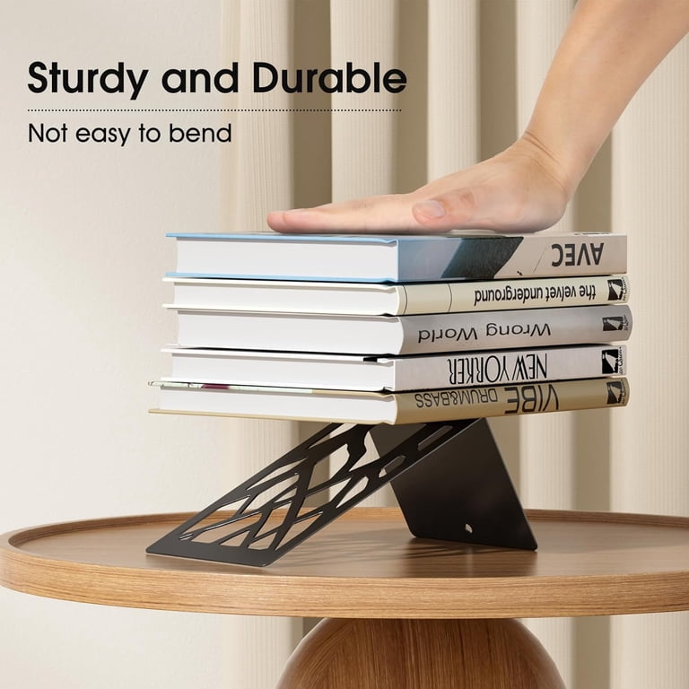 4 Pcs Heavy Duty Metal Bookends – Non-Slip, Painted Steel For Home Or Office Shelves