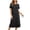 Black, variant on Women’S Round Neck Short Sleeve Knit Midi Dress, Back Split Loose Fit Casual Nightgown, Soft Polyester Summer Home Wear Sleepwear Loungewear, 1 Piece, Sizes S Through XXL