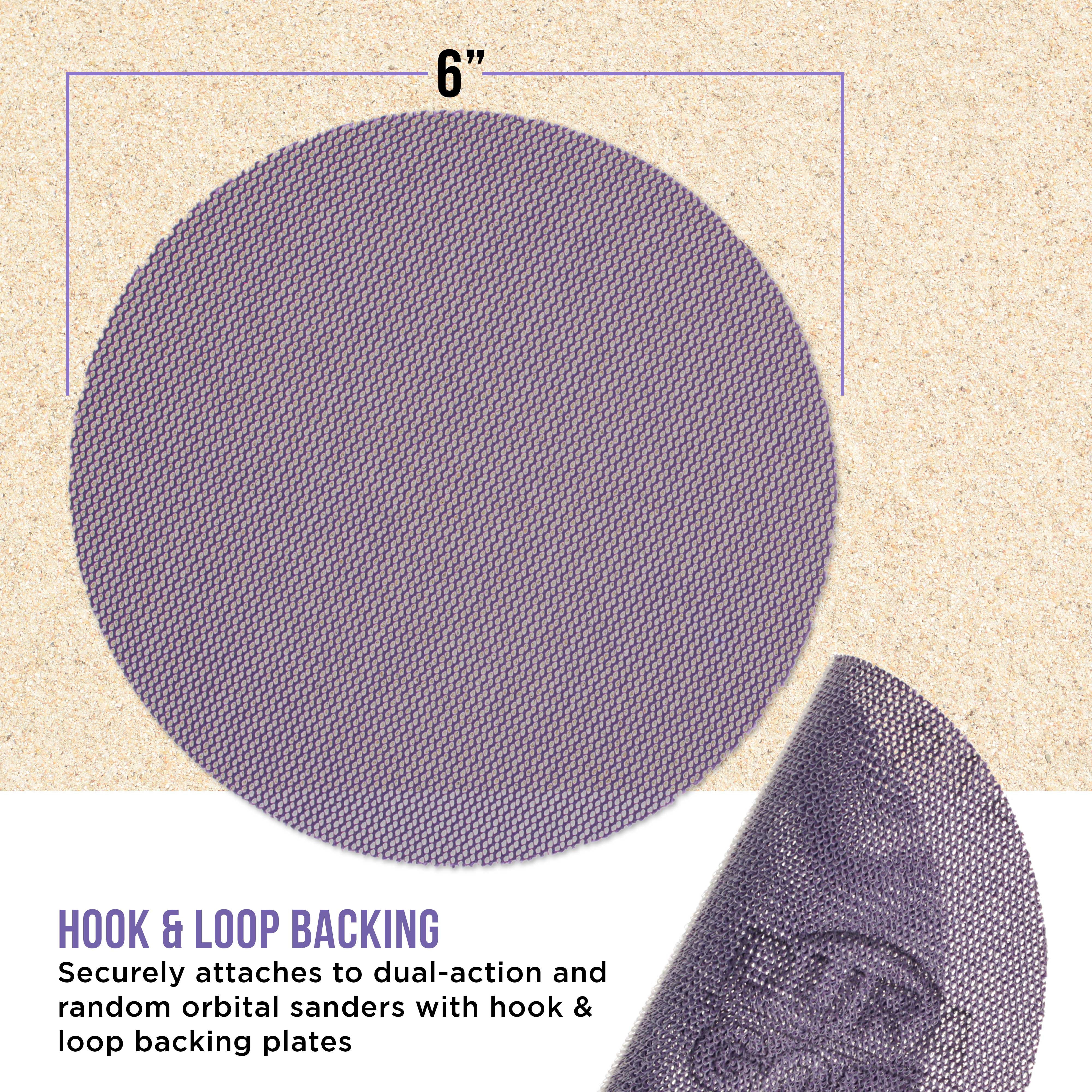 Dura-Gold Premium 220 Grit 6" Purple Ceramic Mesh Sanding Discs, Box of 30 - Dustless Hook & Loop Backing Sandpaper for DA & Random Orbital Sanders - Long-Lasting Fast Cut - Woodworking, Auto Paint
