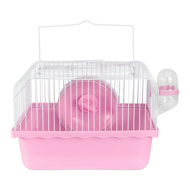 1pc Hamster Cage Travel Carry Rat Cage Small Pets Supplies Hamster Toy Accessories Pink