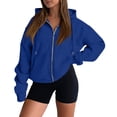 thumbnail image 7 of Women's 2 Piece Outfits Long Sleeve Zip Up Hoodie Wide Leg Pants Matching Sweatsuits Sets Blue 3XL, 7 of 7