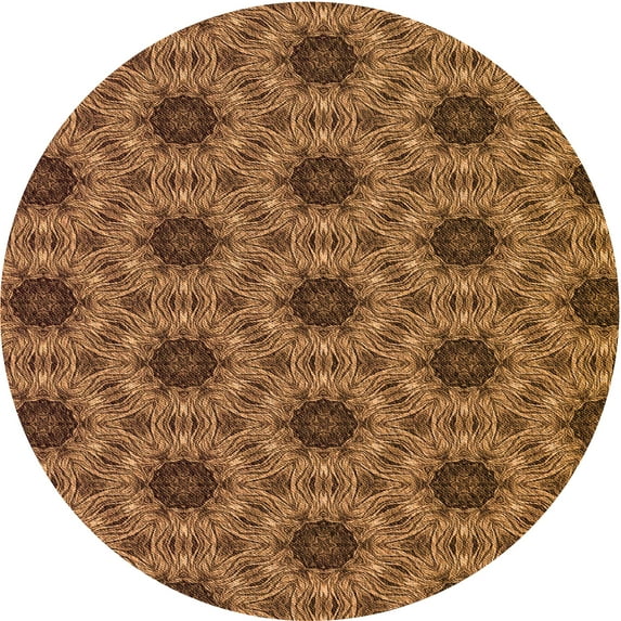 Ahgly Company Machine Washable Indoor Round Transitional Red Brown Area Rugs, 7' Round