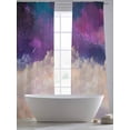 thumbnail image 4 of Modern Sky Sheer Curtains 96 inches Long 2 Panels Set Meteor Purple and White Tiers Sheers Rod Pocket Small Window Short Curtains for Kitchen Cafe, Each 52" W x 96" L, 4 of 7