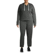 Grayson Social Juniors' Plus Animal Print Fleece Hoodie and Joggers Set