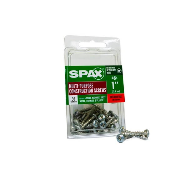 Spax 4111010400252 Multi-Material Screw, Phillips, 8'' X 1'', Box 30
