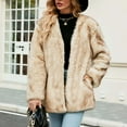 thumbnail image 4 of BiZtdJrK Sales Today Clearance Womens Long Winter Coat Warm Faux Fur Leopard Overcoats Long Sleeve Open Front Fuzzy Fluffy Cardigan Outwear Khaki M, 4 of 9