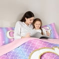 thumbnail image 4 of Feelyou Cartoon Dinosaur Letter A Print Twin Bedding Sets for Boys Girls, Cute Animal Bedding Comforter Set, Blue, Pink Reversible, 7-Piece, 4 of 7