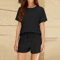 thumbnail image 6 of Two Piece Sets for Women Summer Crew Neck Lounge Short Sets Cap Sleeve Drawstring Sweatsuit with Pocket, 6 of 6