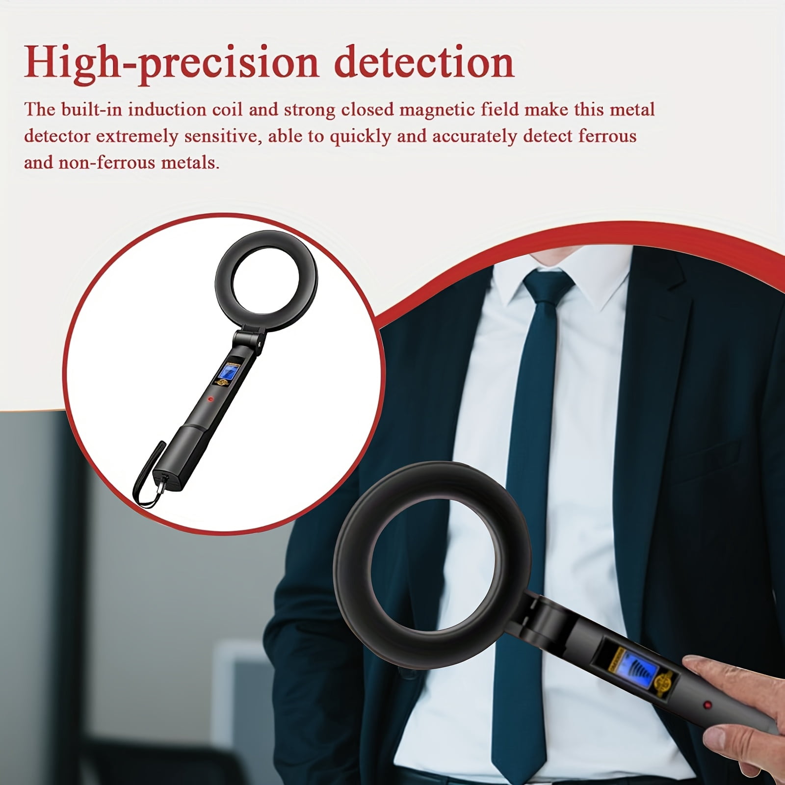 Portable Foldable Metal Detector with LCD, 3 Detection Modes for Coins, Gold & Jewelry
