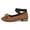 Brown, variant on Elegant Summer Casual Pointed Toe Low Heel Flat Shoes with Rhinestone Strap and Bow Tie Detail for Women