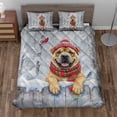 thumbnail image 2 of Playful Chinese Shar-Pei Welcomes Winter Snowy Day with Cardinal Bird Quilt Bedding Set Dog Lover 1 Blanket Bed Cover 2 Pillowcases - 12017, 2 of 5