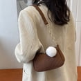 thumbnail image 1 of Felt Mini Square Bag with Pom Pom Winter Crossbody Purse, Fashion Solid Color, 1 of 7