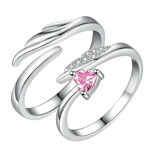BRIGHTFUFU 1 par de pareja anillo anillo diseño anillo abierto anillos dedo fingeres de moda joyería