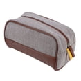 thumbnail image 1 of Uadme Bolsas de cosméticos Algodón Lino PU Impermeable Resistente al Desgaste Bolsa de Almacenamiento de Lavado portátil para Viaje de Negocios Vacaciones Aparato de Aseo(marrón), 1 of 9