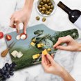 thumbnail image 4 of Architecture Cutting Board, Sculptured Greenery on the Grounds of Achillion Palace Corfu Island, Decorative Tempered Glass Cutting and Serving Board, Wine Bottle Shape, Green Beige, by Ambesonne, 4 of 5