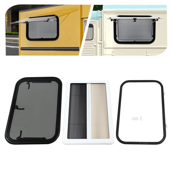 ChicHomey RV Push-out Window,RV Push Out Window Equipped With A Screen Window,65° Opening,Lockable Handle,Privacy & Insect Proof