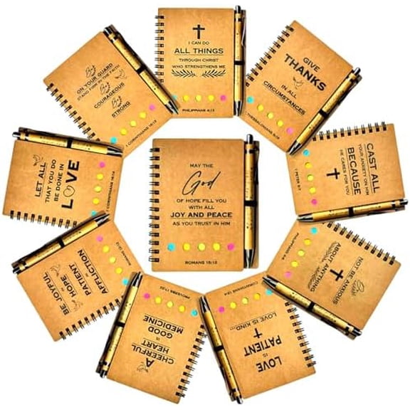 10 Sets Christian Notebooks Bulk Prayer Journals Inspirational Christian Gifts Bible Notebook with Bible Verse Pens for Women Men Church Members Bible Study Groups & Church Families