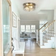 thumbnail image 5 of Vintage Flush Mount Ceiling Light With Clear Hammered Glass Brushed Nickel Light Fixtures 2-Lights Farmhouse Ceiling Light Antique Ceiling Light for Kitchen Dining Room Hallway 9.84"D, 5 of 9