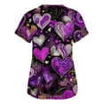 thumbnail image 4 of Lumtrix Scrubs Tops for Women Short Sleeve V Neck Cute Valentine's Day Printed shirt Side Slit Plus Size Uniform with Pockets Purple Pink XL, 4 of 5