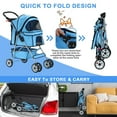 thumbnail image 5 of CL.HPAHKL Portable Pet Stroller with 4 Wheels, Easy Fold Stroller Travel Lightweight Jogger Stroller for Medium Small Dogs Cats All Terrain Dog Stroller with Cup Holder, Storage Basket, Blue, 5 of 7