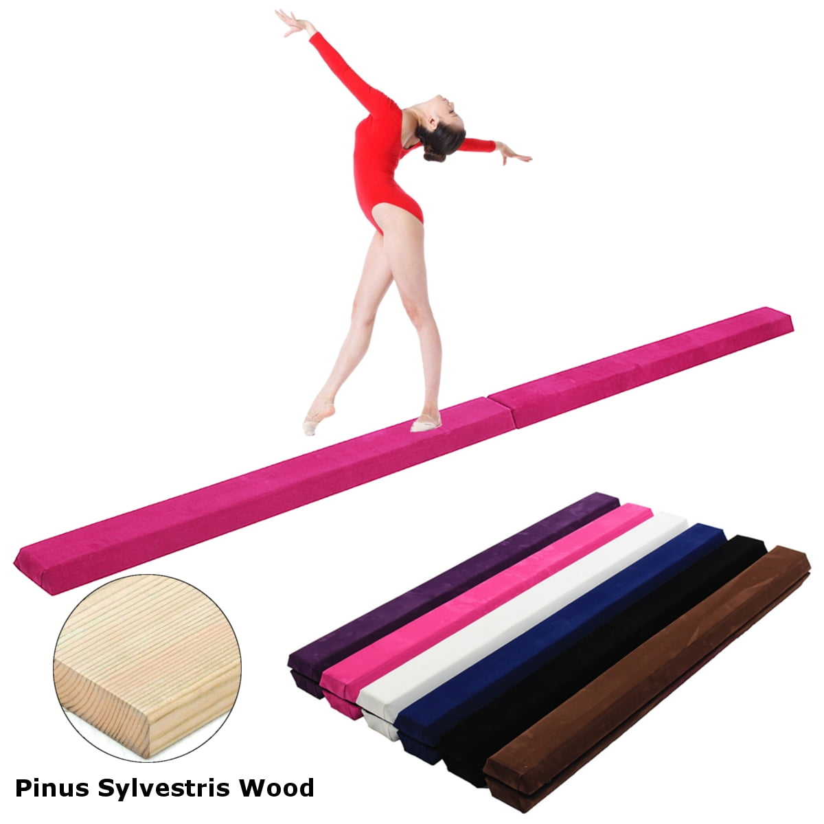 9.5' Foldable Gymnastics Balance Beam, Sectional Floor Gymnastics Bar with Anti-Slip Base, for Junior Kids Home Gym... by