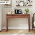 thumbnail image 5 of Wirrytor Walnut 43.3" Computer Desk with 2 Storage Drawers, Mid-Century Modern Small Office Desk, Versatile Study Vanity Table for Bedroom & Home Office, 5 of 9
