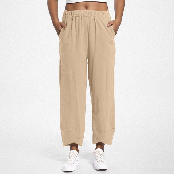 WILLBEST Pantalones Casuales para Mujer, Sueltos, Rectos, de Cintura Alta, Largos, Lisos, con Bolsillos para Un Uso Diario Cómodo. XXXL