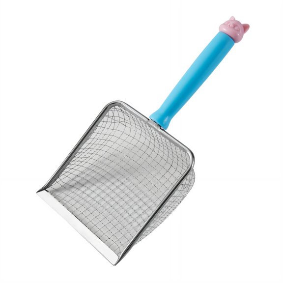 FACEGA Cat Litter Scoop Rust-Resistant Stainless Steel Mesh Cat Litter Scooper Cute Cat Head Handle Design Kitty Litter Box Silver