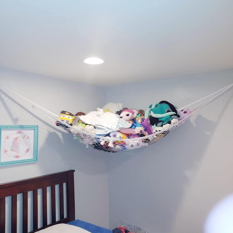 Large Stuffed Toy Storage Net - 120-125 Cm Hanging Toy Hammock With Mesh Pockets, Beige, Saves Space In Nursery/Playroom