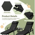 thumbnail image 3 of ASJMR Aluminum Chaise Lounge Outdoor Set of 3,Adjustable Patio Armchair Recliner with Side Table and Cushions,Black, 3 of 6
