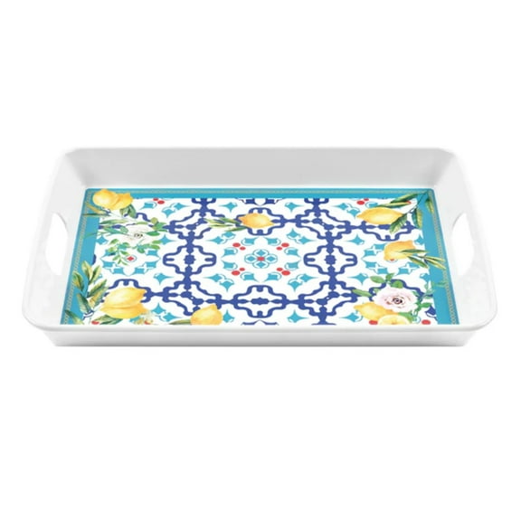Guzzini Table Décor Rectangular Tray - Flower & Lemon, Yellow