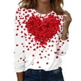 thumbnail image 3 of Lumtrix Womens Valentine Tops Dressy Casual Crew Neck Long Sleeve Shirts Love heart Print Blouse Plus Size T Shirts Loose Fit Fall Clothes 2026 Pink XL, 3 of 6