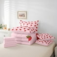 thumbnail image 5 of Manfei Kawaii Strawberry 7-Piece Bedding Comforter Set,Red Pink King Bedding Sets,Cartoon Fruit Ultra Soft Bed Sheets,Microfiber Kids Bedroom Decor,Reversible, 5 of 7
