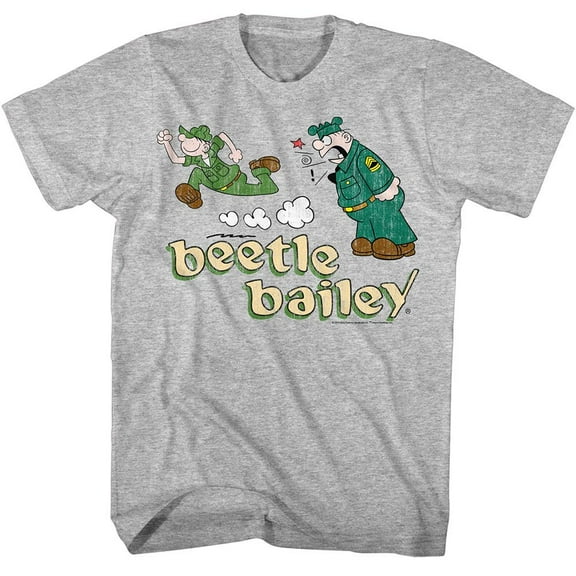 Beetle Bailey Run Sarge Yell Gray Heather Adult T-Shirt 3Xlt