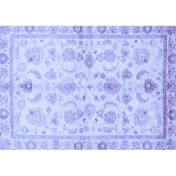 Ahgly Company Machine Washable Indoor Rectangle Oriental Blue Traditional Area Rugs, 8' x 10'