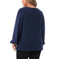 thumbnail image 3 of Agnes Orinda Women's Plus Size Chiffon Tops Layered Panel Flowy Round Neck Long Sleeve Dressy Elegant Blouse 4X Dark Blue, 3 of 6