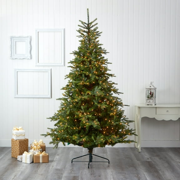 Nearly Natural 8' Prelit Spruce Artificial Christmas Tree, Green