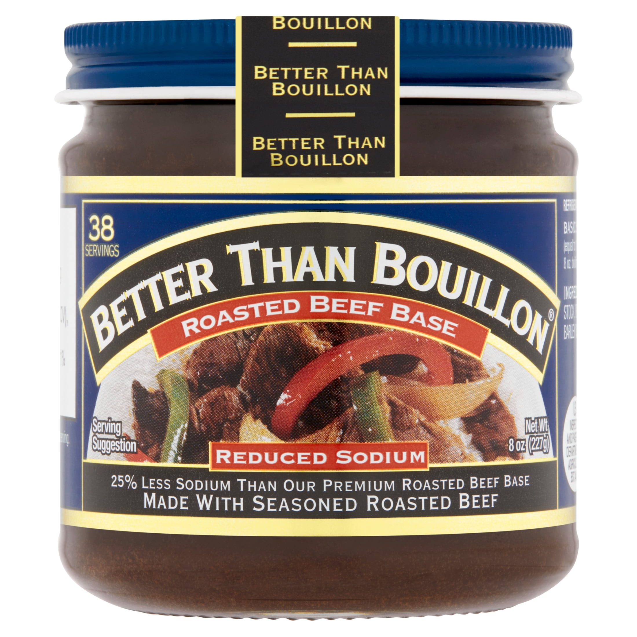 (3 pack) Better Than Bouillon Reduced Sodium Roasted Beef Base, Shelf-Stable, 8 oz