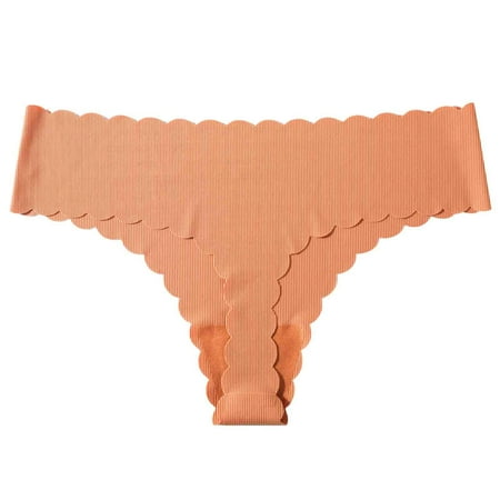 Scyoekwg Womens Underwear Thong Fashion Solid Color Ladies Panties Breathable Low Waisted Bikini Underwear T-back Hipster Panties (Orange S)