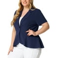 thumbnail image 4 of Agnes Orinda Women's  Plus Size Office Work Short Sleeve Button Pockets Blazers Jackets, 4 of 5