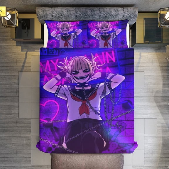 My Hero Academia Himiko Toga 3-Piece Bedding Comforter Set Bed Cover Set Soft Warm Bedding for Bedroom, Home, Hotel 86"x70"