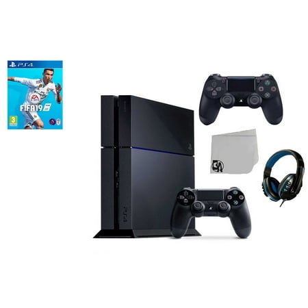 Sony PlayStation 4 500GB Gaming Console Black 2 Controller Included with FIFA-19 BOLT AXTION Bundle Used