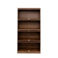 thumbnail image 3 of Resenkos Tall Slant-Back Bookcase, Bookcase Contemporary Closed Back Glass Doors Office Storage Cabinet Floor-to-Ceiling Low Cabinet Bookcase Against Wall Dustproof Bookshelf, Brown, 3 of 12