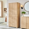 thumbnail image 6 of IFGET 71" Tall Bathroom Storage Cabinet, with Drawer and 4 Doors, Modern Curved Bathroom Cabinet for Small Spaces, Natural, 6 of 6
