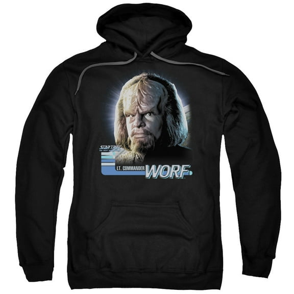 Star Trek Tng Worf Adult Pullover Hoodie Sweatshirt Black