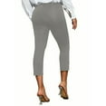 thumbnail image 5 of YOIAVAIOY Womens Capri Pants with Buttons Slit Bottom Casual Dressy High Waist Pant Stretch Crop Work Legging Fall Business Office Pants Gray M, 5 of 5