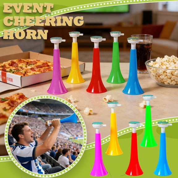 10Pcs Stadium Horns Loud Sturdy Plastic Trumpets for Sports Events Parties and Celebrations Vuvuzela-Style Noise Makers for Crowd Cheering Graduation Parades Birthday Parties (Random Colors)
